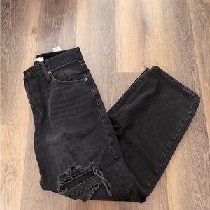 Levi’s Black Distressed High-Waist Straight Jeans
